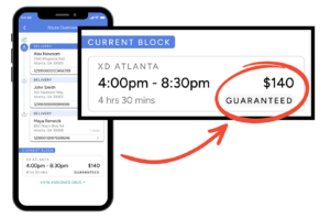 Screen showing earnings guarantee